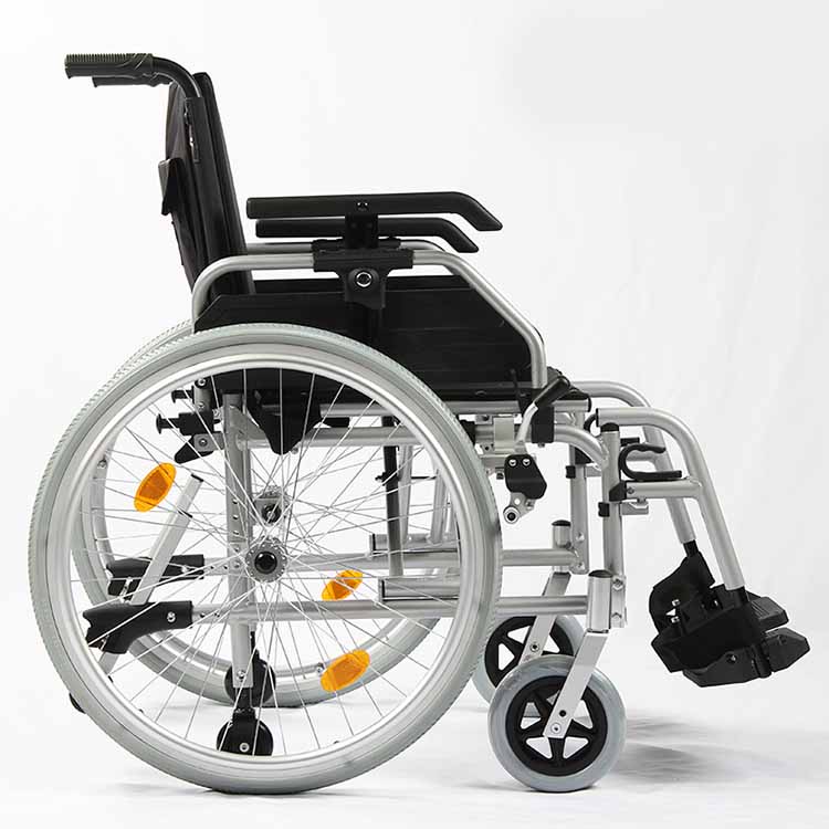 This is a versatile manual wheelchair with adjustable height.
